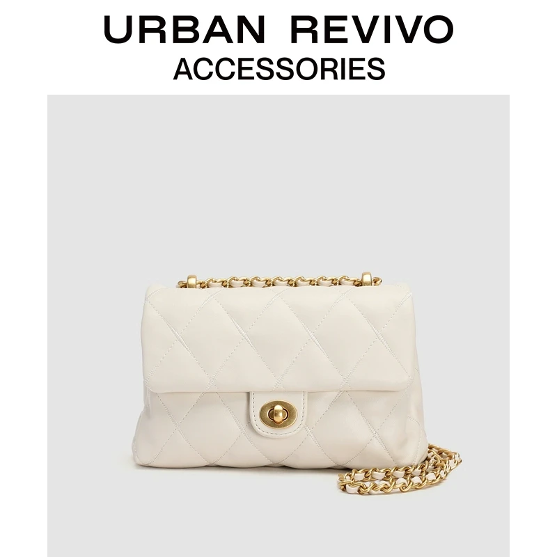 URBAN REVIVO2024夏季新款女士柔软绗缝单肩斜挎包UAWB40248