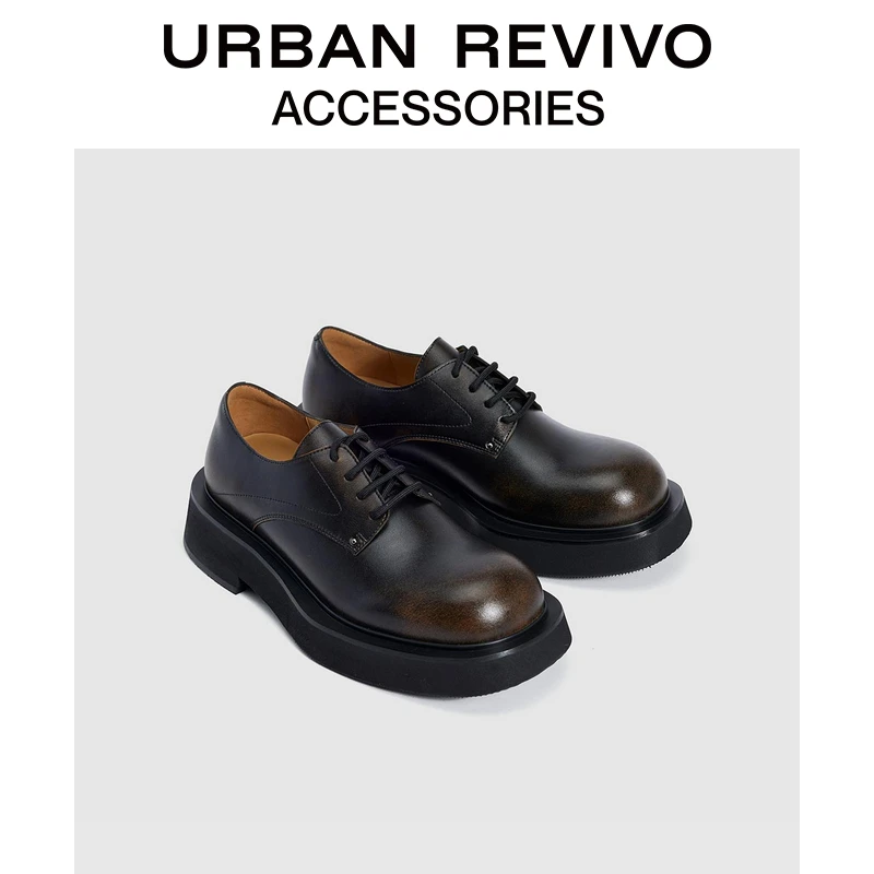 URBAN REVIVO2024秋季新款男士商务风擦色单鞋皮鞋UAMS40037