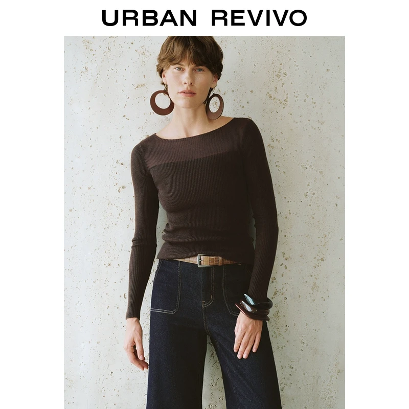 UR2024冬季简约休闲短款针织衫女新款时尚百搭气质毛衫UWM940064