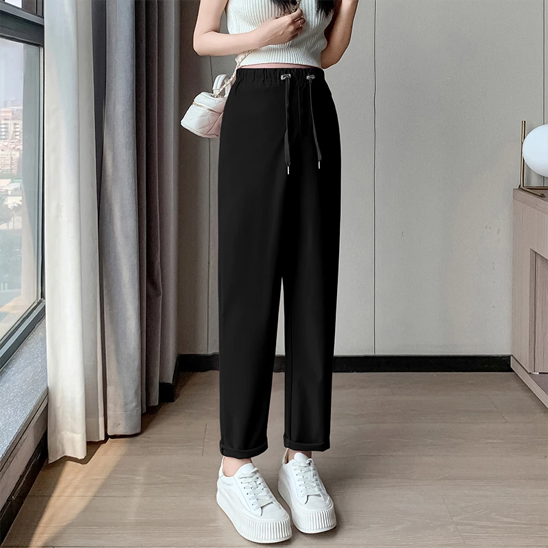 7115孕妇抽绳款孕妇直筒裤外穿休闲微弹力宽松型九分裤夏季休闲裤