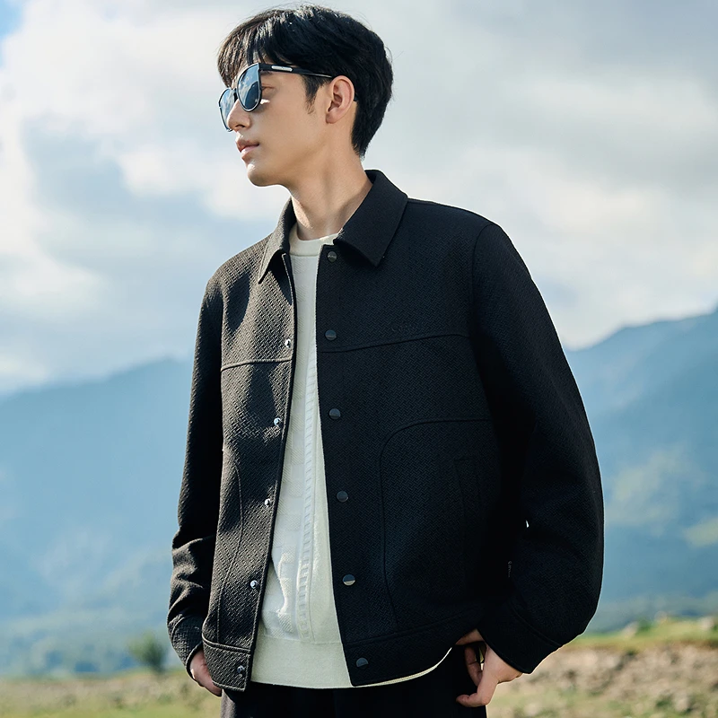 卡宾男装提花夹克新款LOGO刺绣时尚休闲宽松保暖外套3243138016