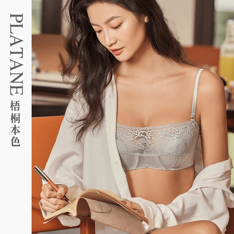 梧桐本se性感蕾丝夏季薄款舒适透气防走光抹胸女士文胸罩22127