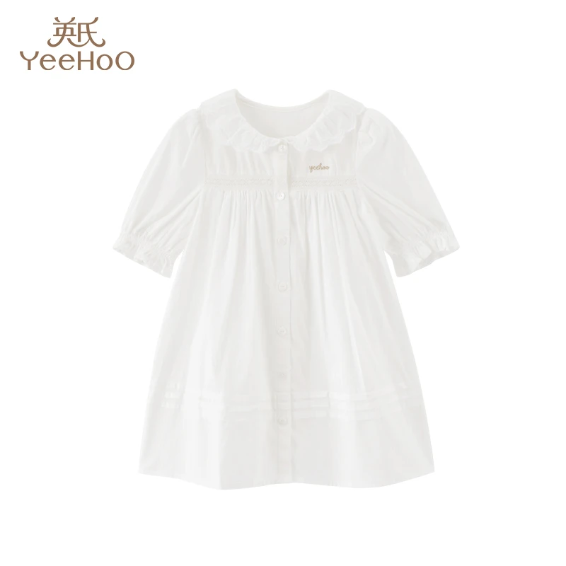 英氏【断码特惠】【花屋记忆】女童长袖睡裙居家休闲裙子新款时尚PK