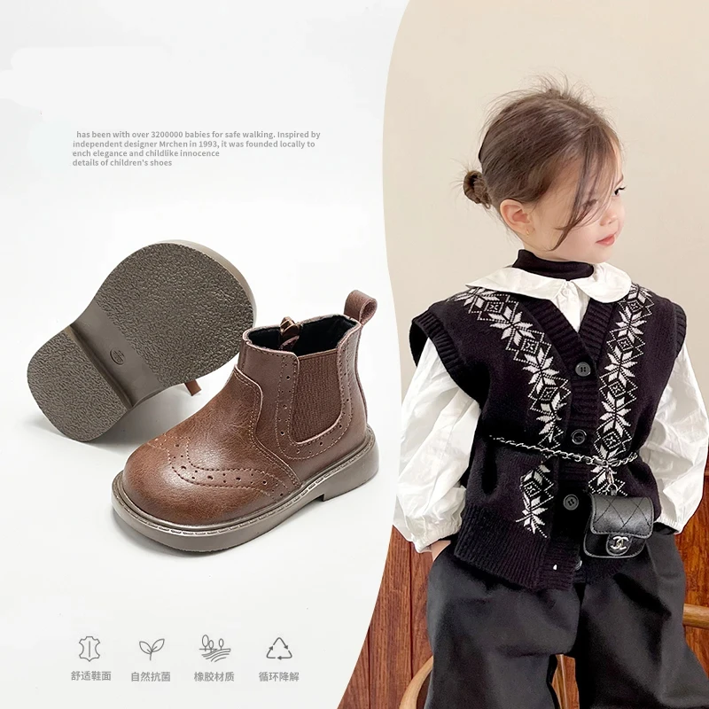 2025宝宝马丁靴单里/加绒新款真皮单靴男女童单靴婴幼儿学步鞋
