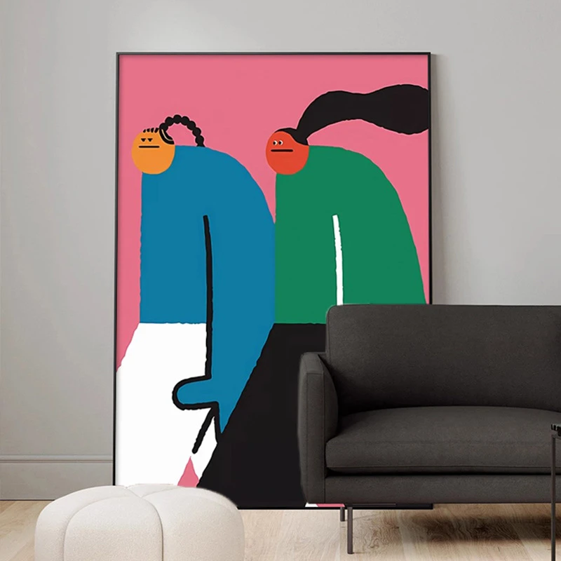 波普艺术卡通人物装饰画客厅沙发背景墙卧室壁画蓝色玄关过道轻奢