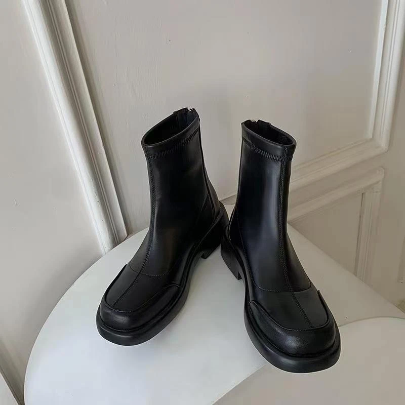 【冬季新品-瘦腿神器 】百搭软皮切尔西靴X9230（四季款）
