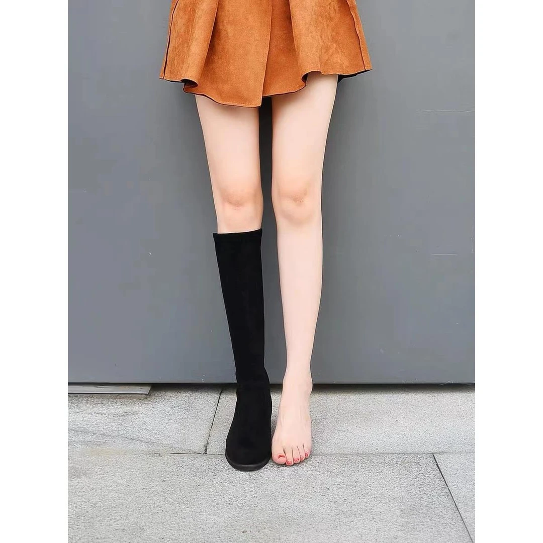 秋冬保暖时尚百搭厚底长筒休闲时装靴587-5A【加绒】