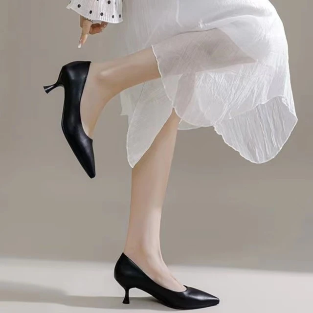 新款尖头时尚百搭浅口细跟气质高跟鞋999-90