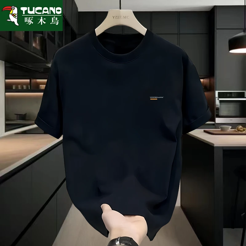 啄木鸟2025夏季新款纯棉短袖t恤男宽松休闲时尚打底学生圆领上衣t