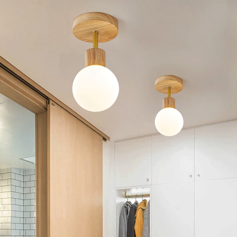过道灯走廊灯简约北欧原木风玄关衣帽楼梯间阳台榻榻米吸顶led灯