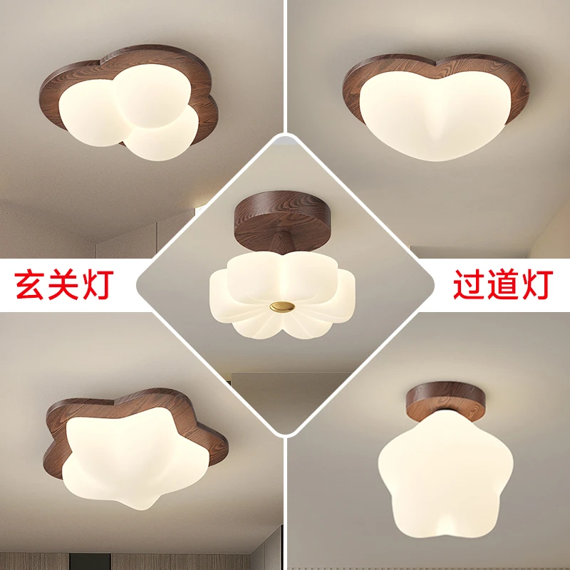 胡桃木色LED全光谱过道灯走廊灯衣帽间玄关灯简约楼梯阳台吸顶灯