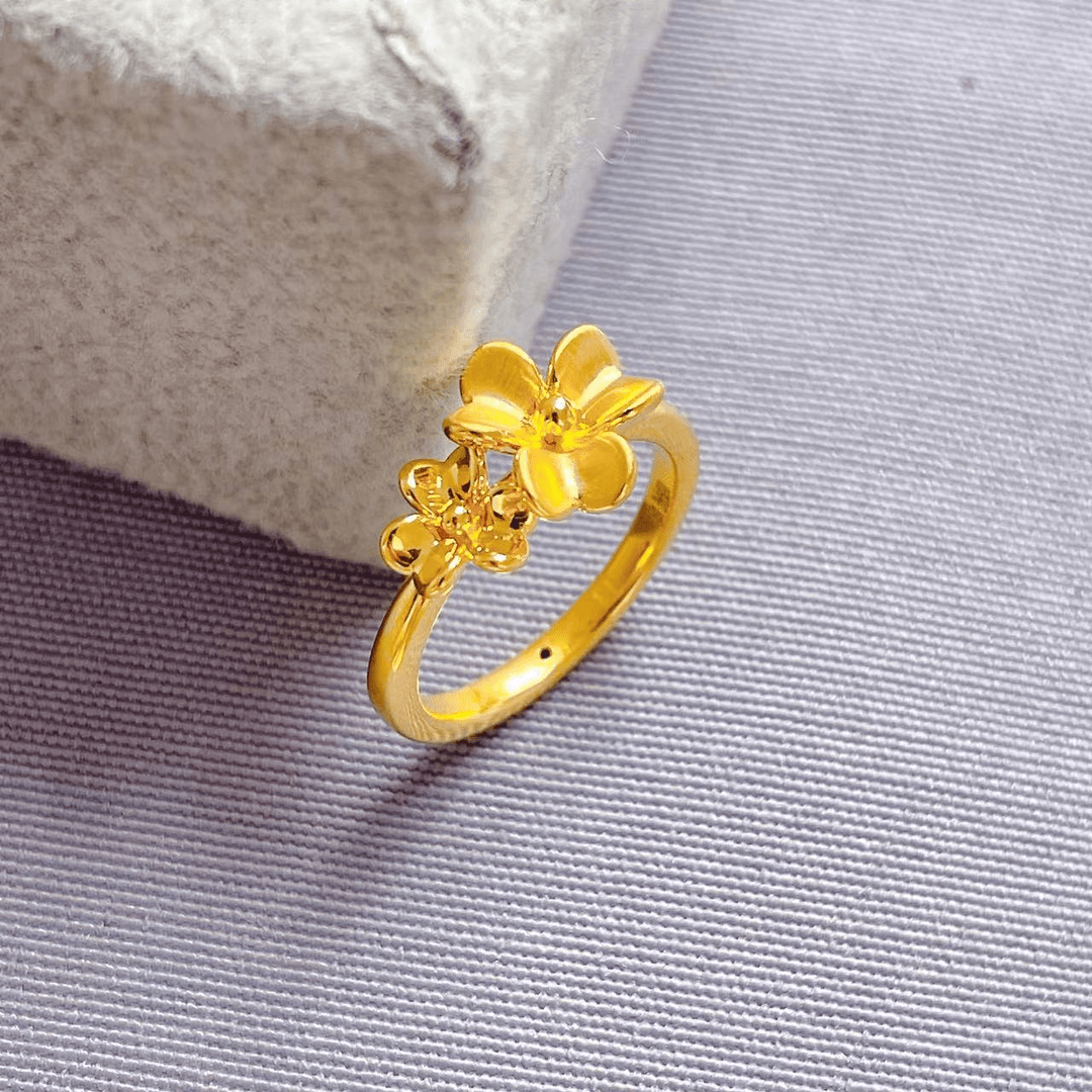 足金999 双生花戒指  1.17g  18#
