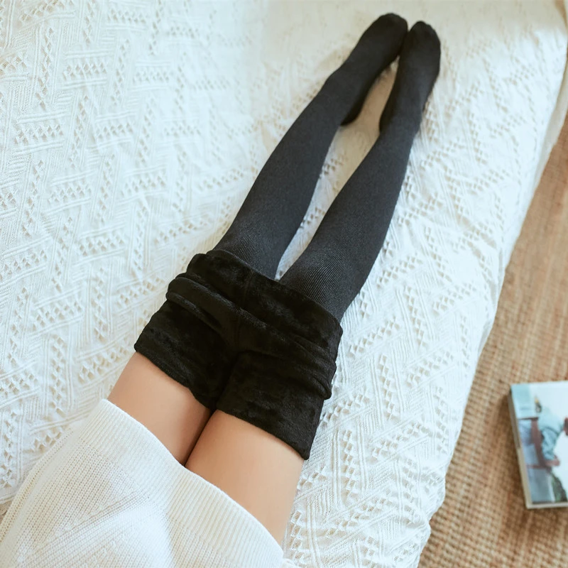 条纹显瘦加绒加厚裤袜女秋冬保暖美腿内搭裤袜外穿踩脚款1000D