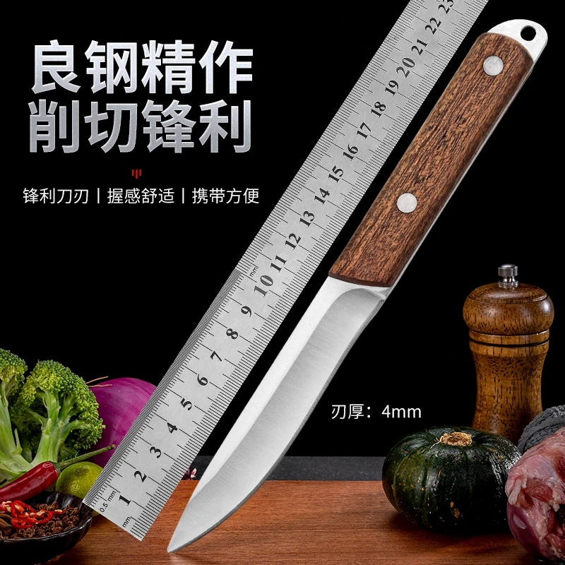 实木水果刀家用锋利耐用小刀切水果削皮加厚刀具户外宿舍商用小刀