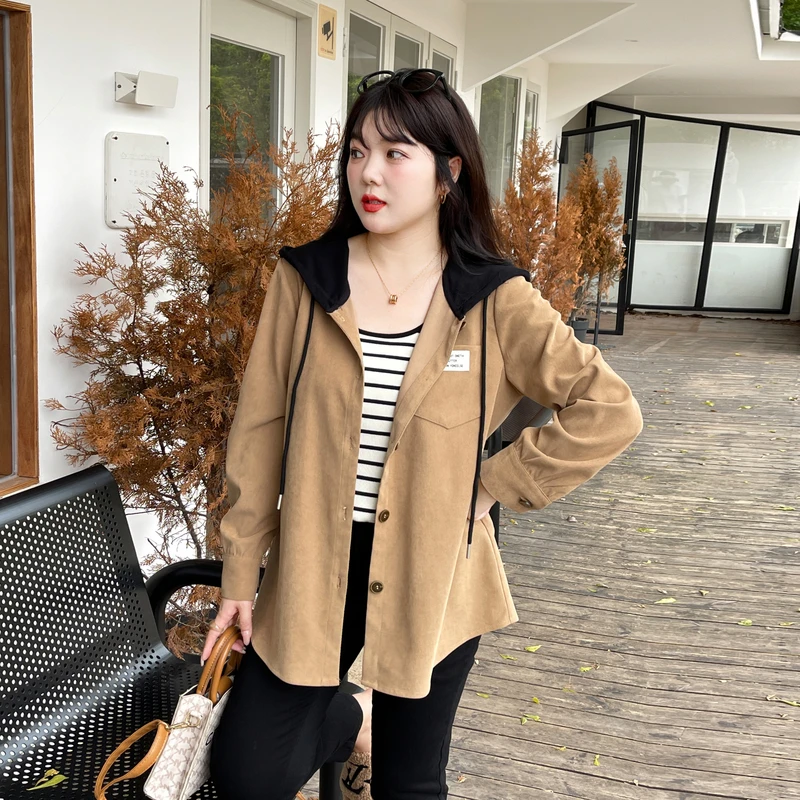 采多宝大码女装韩版撞色连帽宽松百搭外套CDW0623N