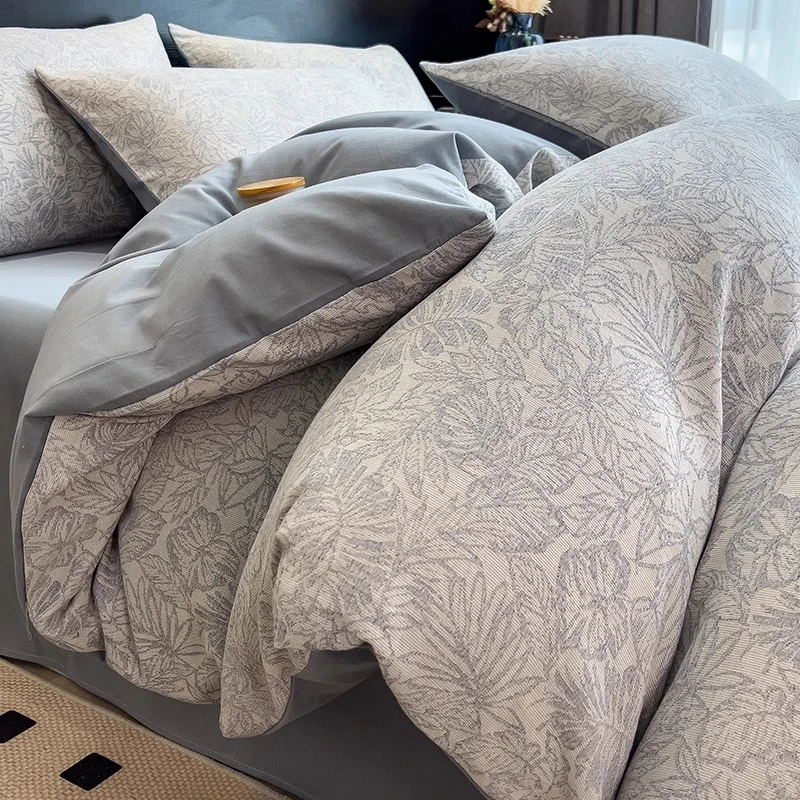 A类轻奢高级感三层纱磨毛床上四件套全棉纯棉床单被套三件套床品4