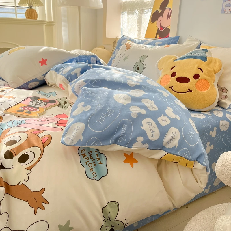 洛寐迪士尼纯棉床上四件套100全棉儿童卡通床品宿舍三件套被床单