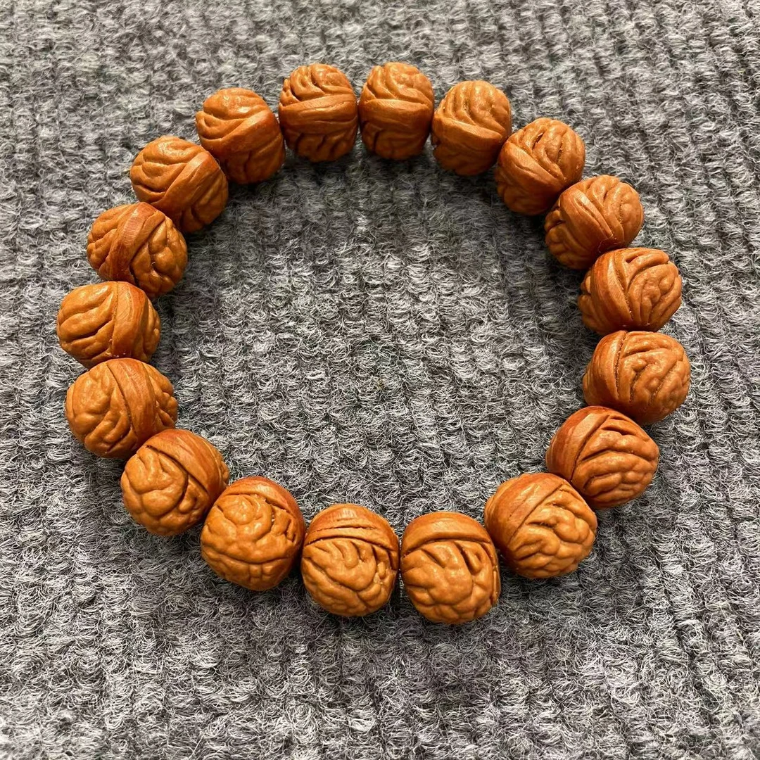 古木年华龙纹桃核荔枝纹手串