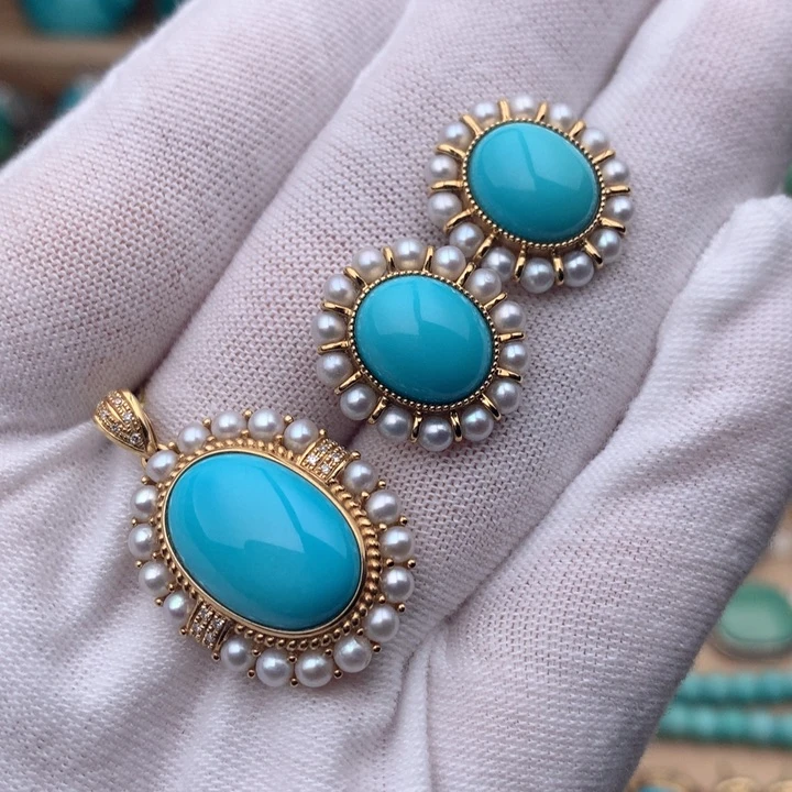 绿松石珠宝奇石18K金镶嵌