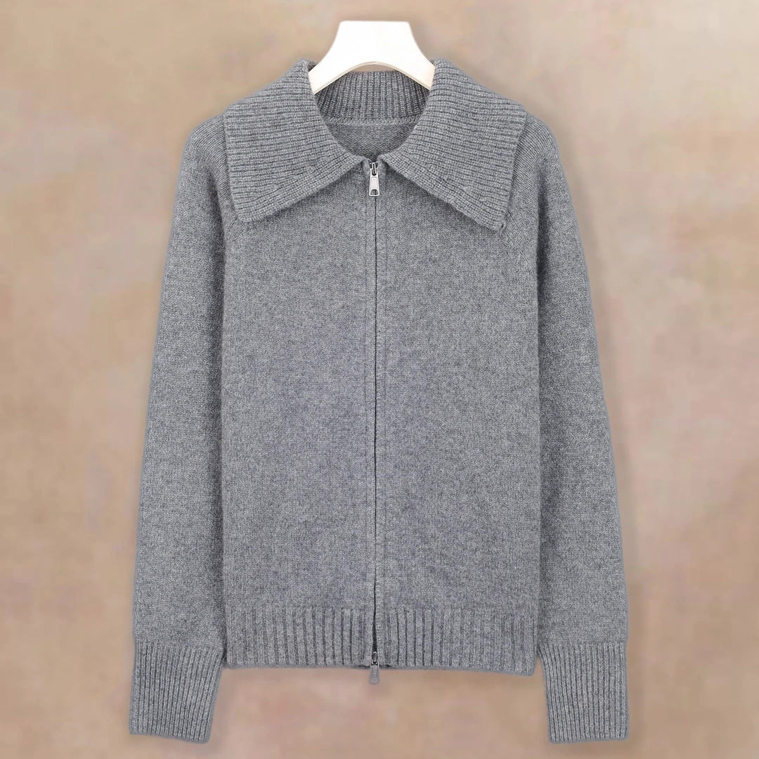 【可不一般！】100山羊绒冬季加厚翻领拉链针织开衫YXW24393