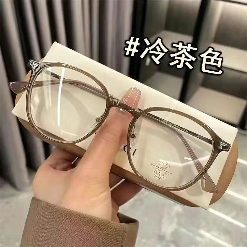 某红书同款椰子灰近视眼镜女学生配度数显瘦冷茶圆框素颜超轻眼镜