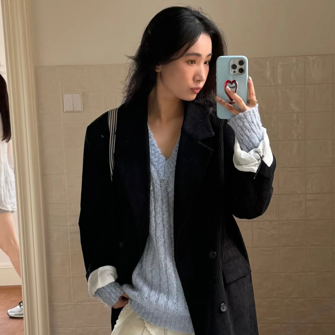 断码清-特价FU-原279-时尚通勤韩版高级感条纹西装#87597