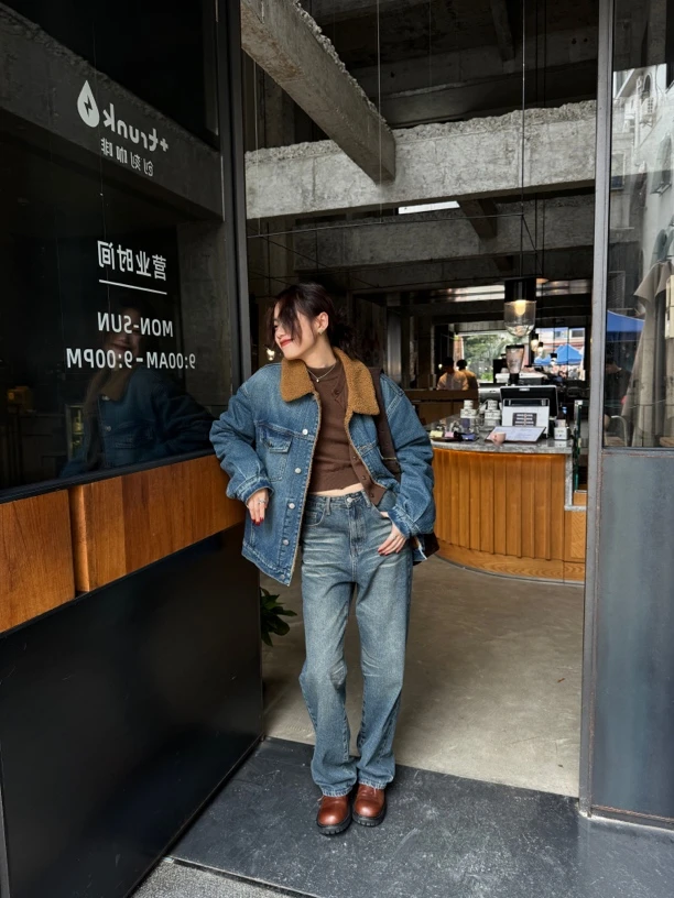 特价FUFU-IN.choose u 冬季新款韩版褶皱牛仔裤#85232