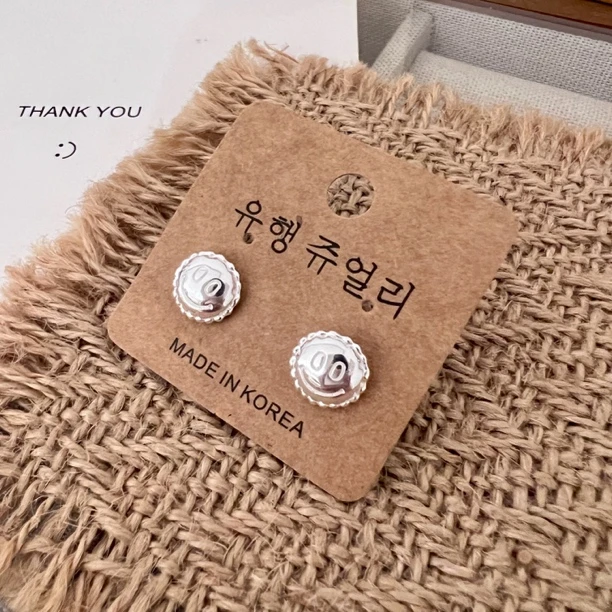 925银耳饰 韩版ins小众设计感气质百搭笑脸不规则形状耳环