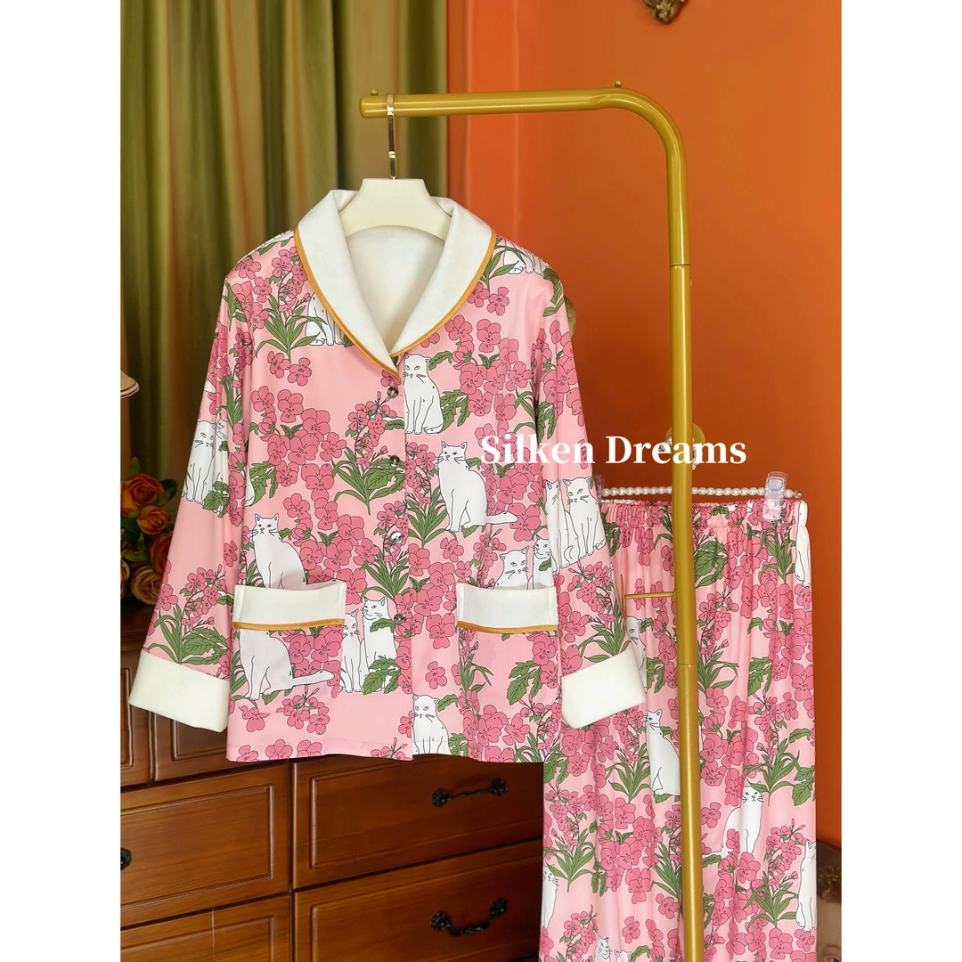 【纽扣款 | 柏林花事】冬季可爱潮流海岛绒厚款睡衣家居服套装