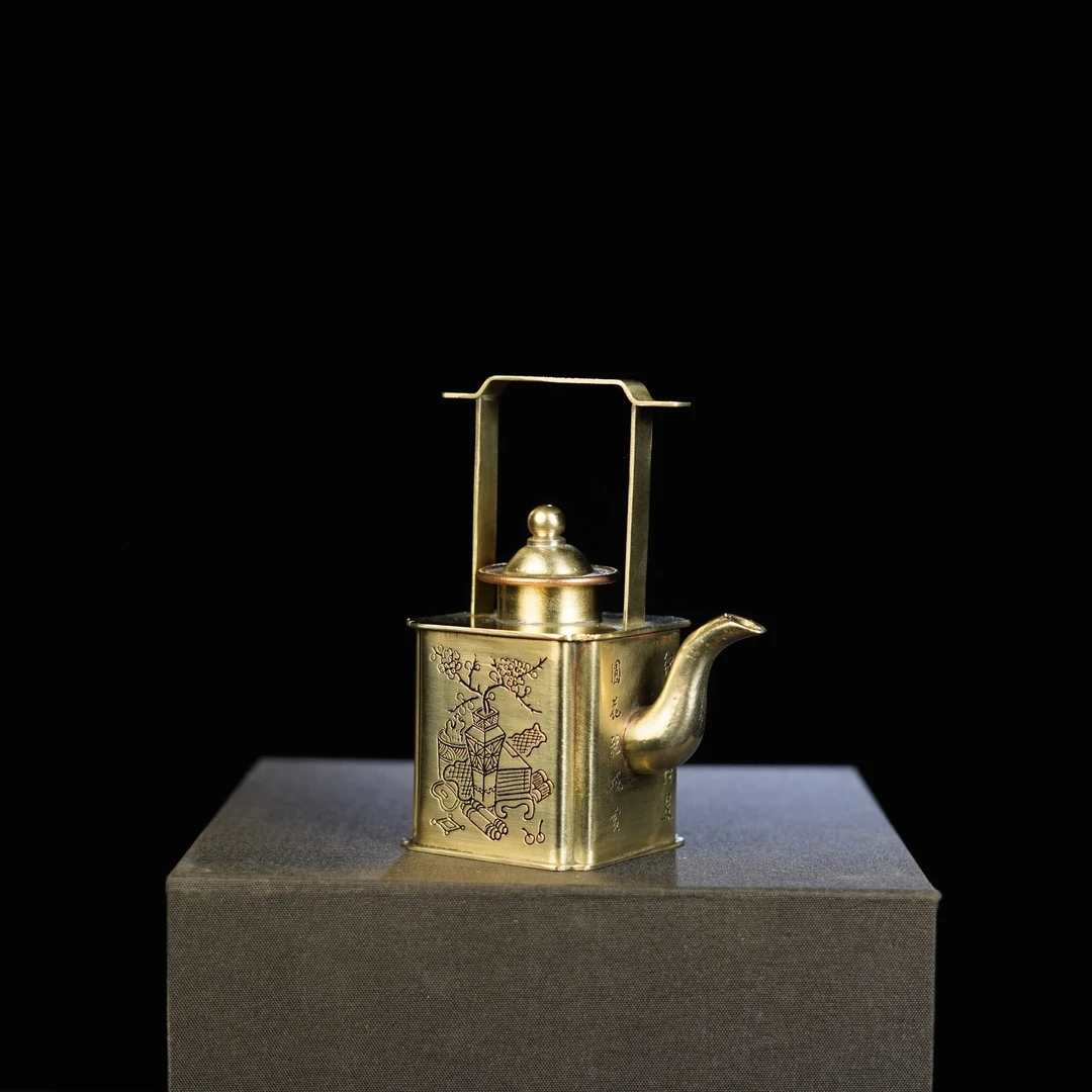 打麻将神器提梁铜壶把把壶非遗纯手工精美雕刻中式创意如意壶茶具