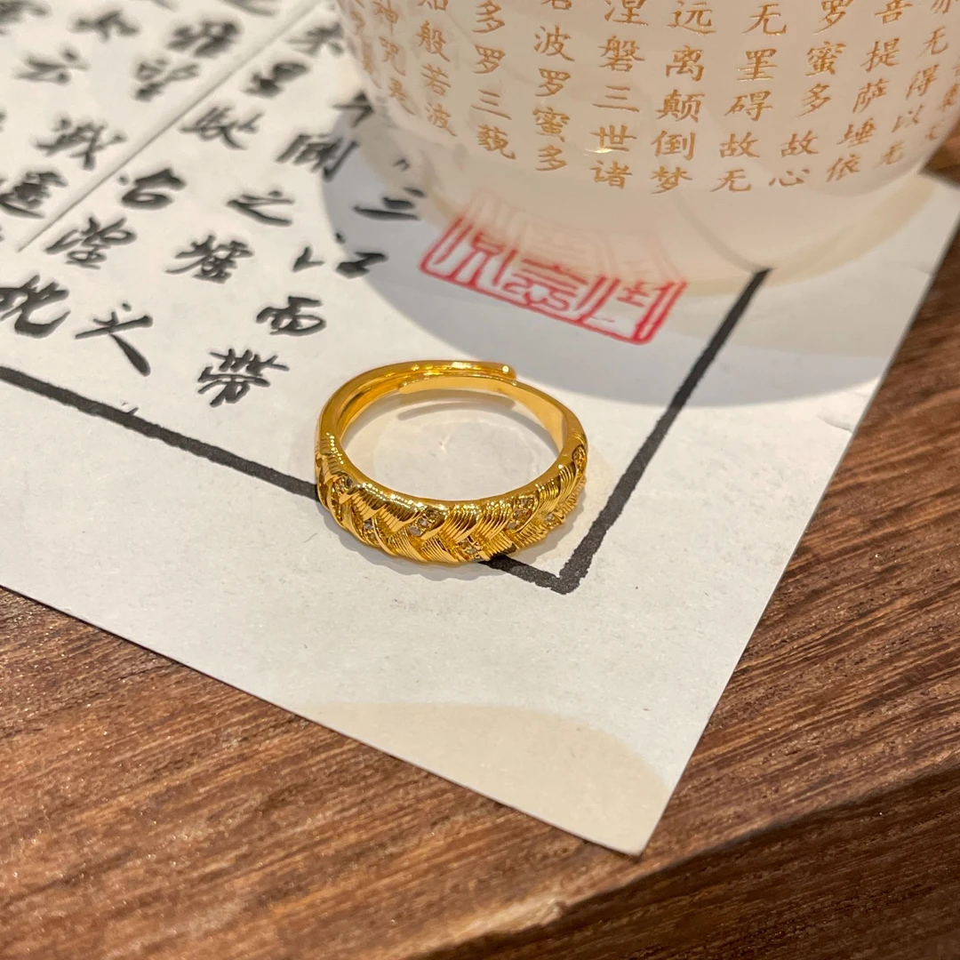 【高定版】3014法式拉丝编织戒指小众设计时尚高级感