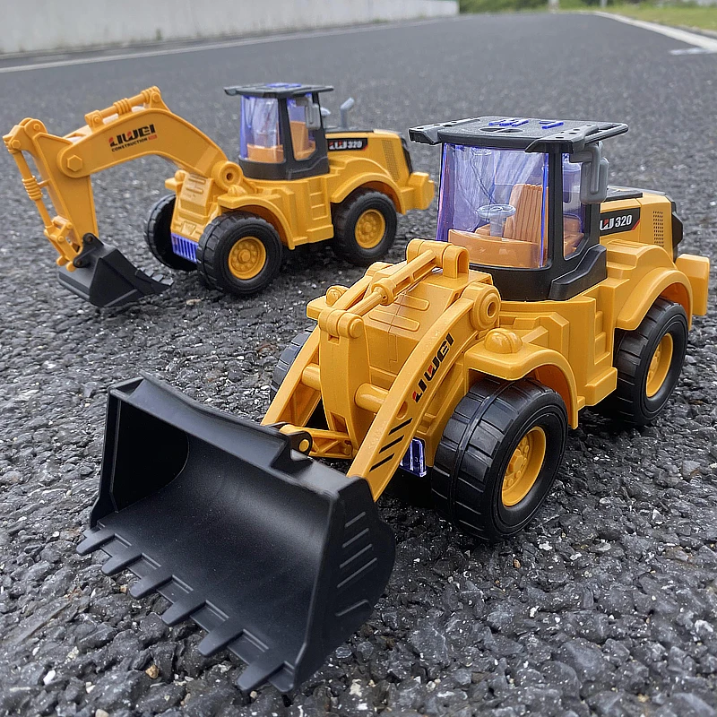 儿童电动挖掘机玩具灯光音乐推土机工程车挖土机模型2男女孩1-3岁