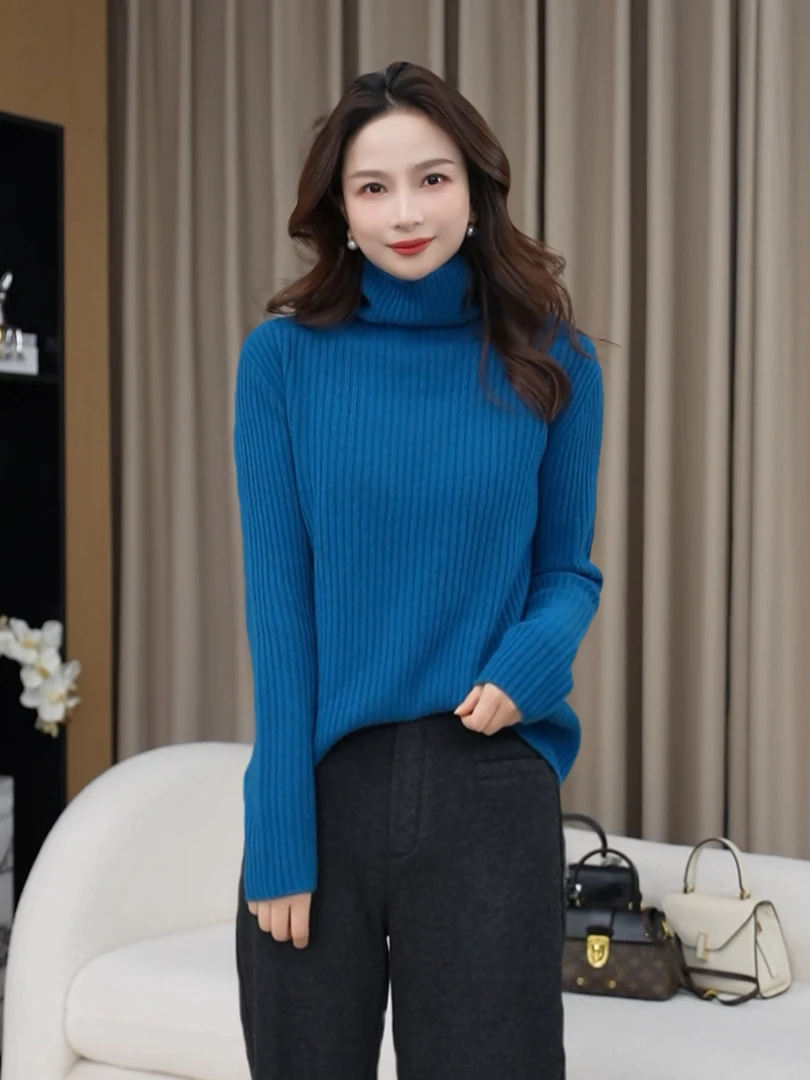 【多彩羊毛】无缝一体高级感慵懒堆堆领针织毛衣