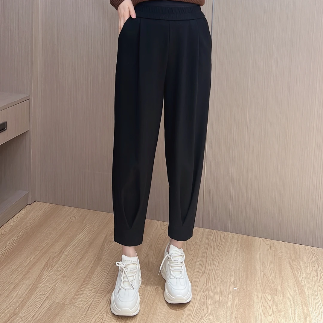 【舒适自留】松紧腰遮胯休闲哈伦裤洋气显瘦九分裤