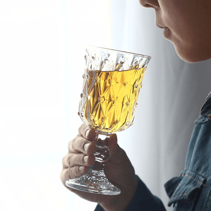 珠点钻石红酒杯家用创意加厚葡萄酒杯透明玻璃高脚酒杯加粗香槟杯