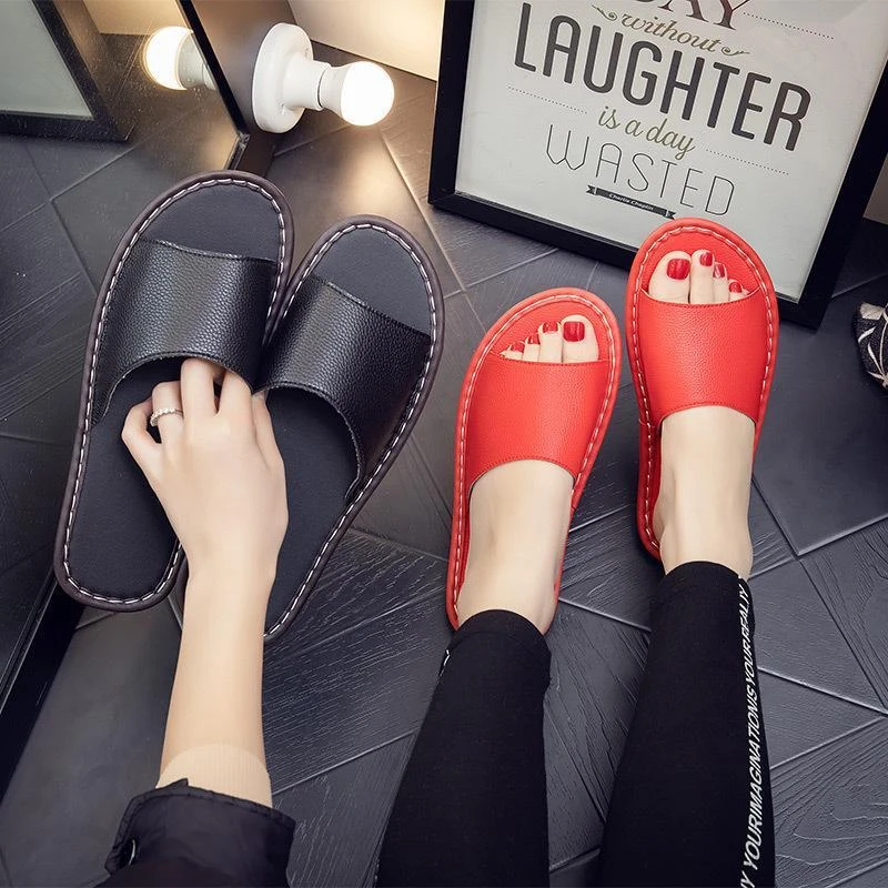 真皮居家情侣拖鞋夏季室内防滑防水牛皮凉拖鞋不臭脚软底家用