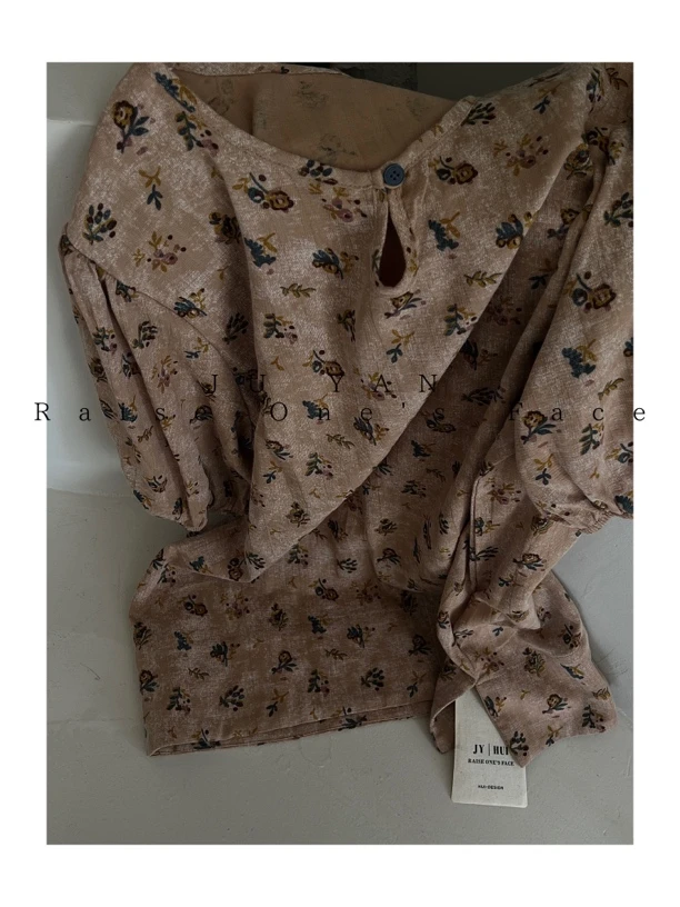 JU YAN【初叶】CY-6066 春夏款复古百搭休闲小众设计感炒色碎花小衫