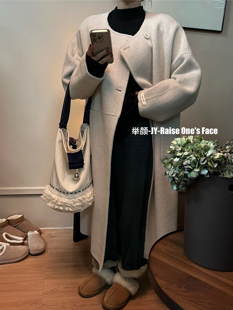 HUI - 【冬日恋岛】60072 定制极简冬季手工缝制双面羊毛大衣