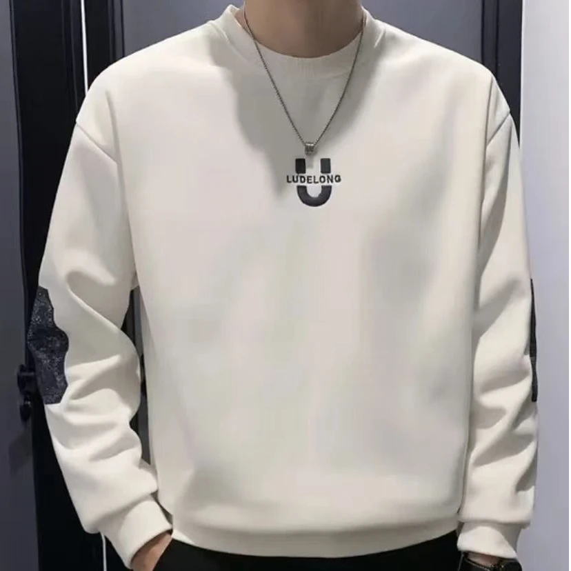 男士新品秋冬季圆领潮流时尚百搭休闲宽松刺绣套头男士长袖卫衣