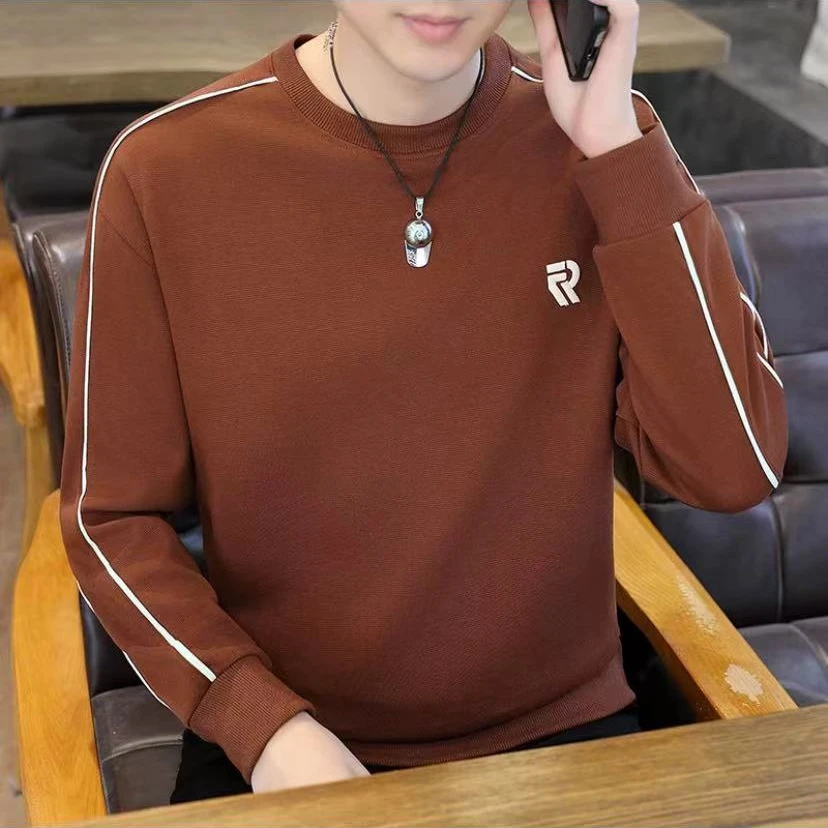 2024秋冬季新品休闲百搭潮流宽松套头圆领宽松男士长袖刺绣标卫衣