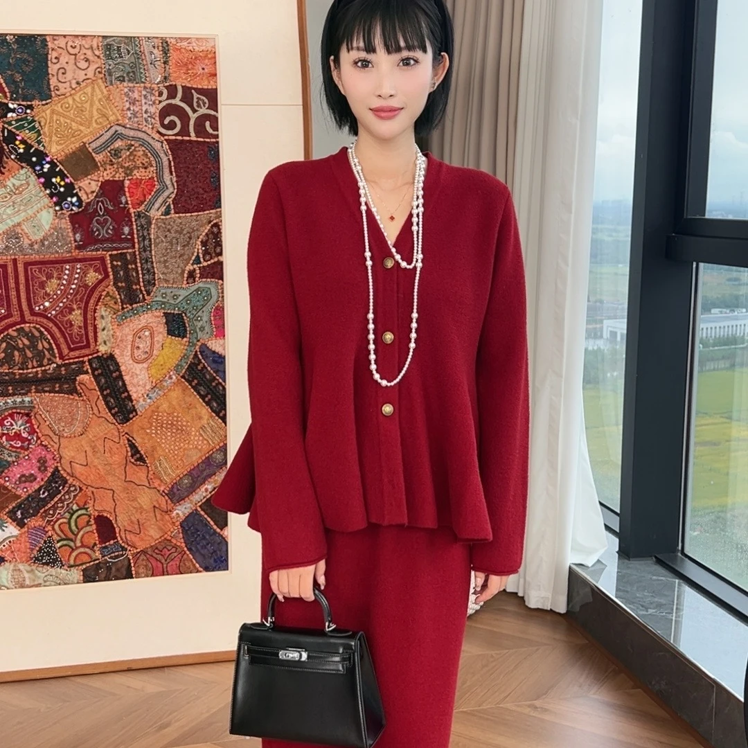 BENYI｜本异 法式高级新款针织开衫毛衣外套女小众半身裙套装