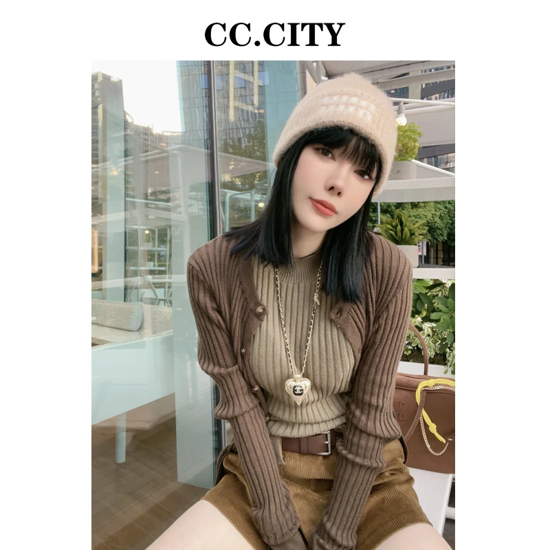 【蔡丽丽 & 添羽 】时尚洋气百搭显瘦真两件毛衣背心➕外套33102