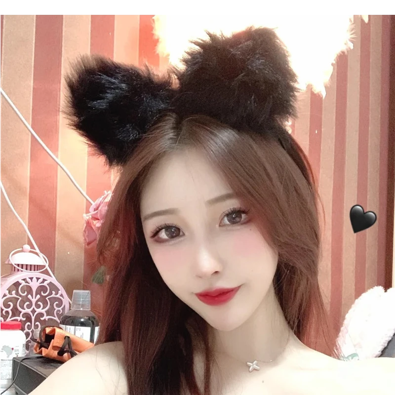 咪啾 甜心少女 日系甜美可爱猫耳朵发箍女ins潮百搭毛球少女发饰