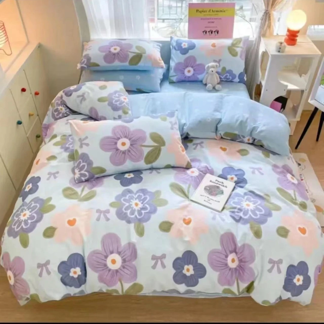 【床笠款】新款全棉小清新床上用品四件套纯棉床单被套单人宿舍