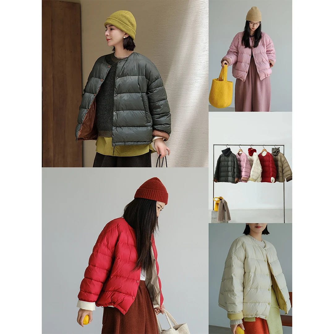 莫兰迪色系轻羽绒系列双面双色95白鸭绒保暖防泼水圆领冬款羽绒服