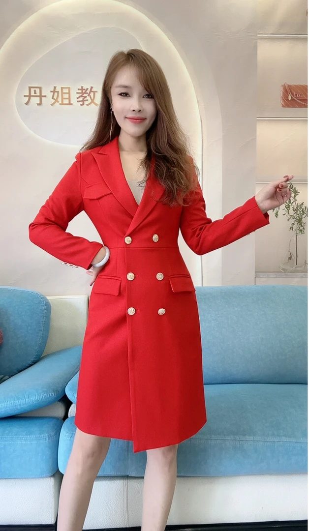 6630#新款时尚双排扣风衣外套