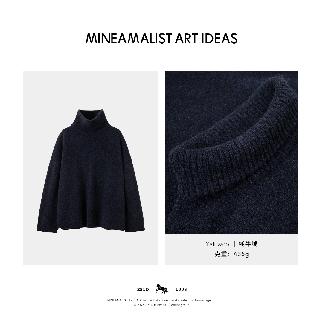 MINEAMALIST ART IDEAS冬季高领落肩牦牛绒套头毛衣2925M