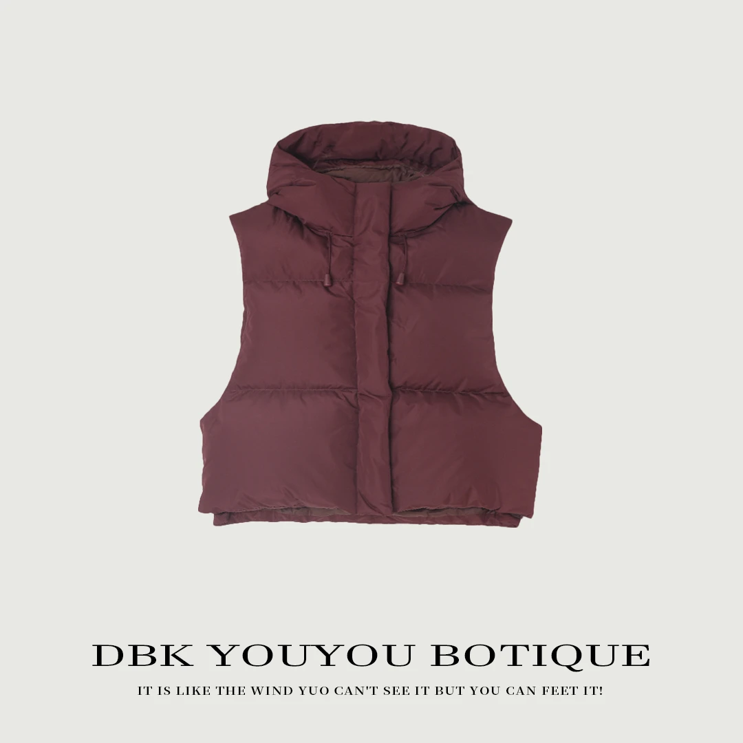 设计款坎肩/Boutique内插口袋自调节连帽羽绒马甲