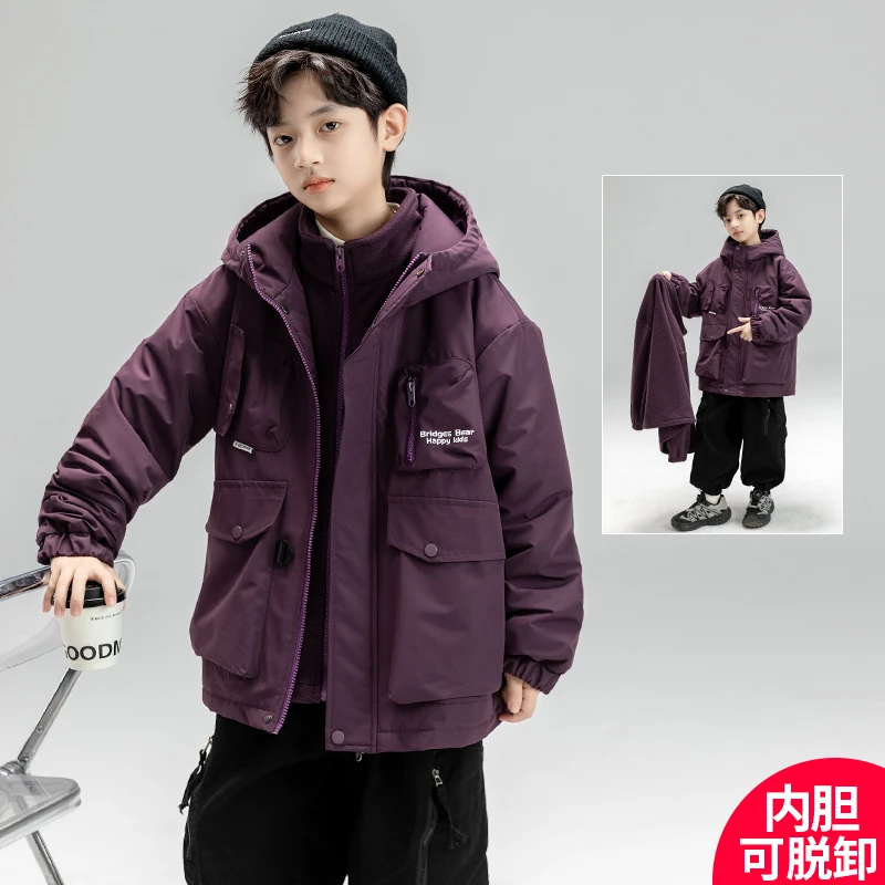 男童秋冬款三合一可拆卸冲锋衣外套新款中大童潮【倾尘】CF007
