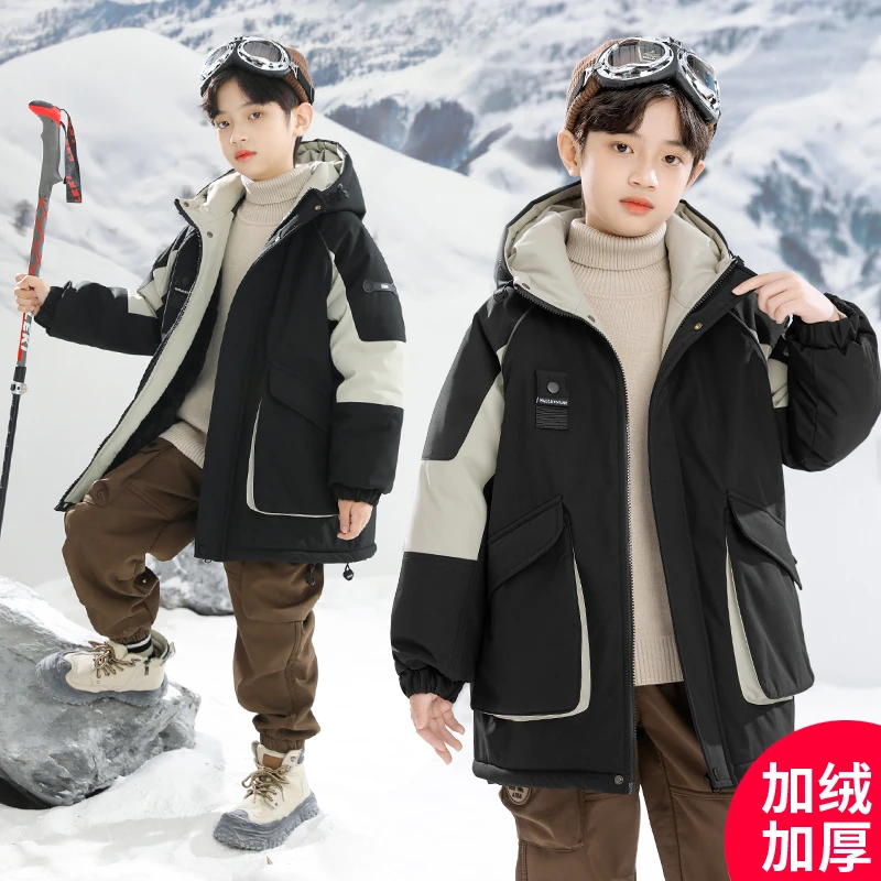 男童冬款加绒加厚派克服外套新款冬季加厚时髦【倾尘】D3058
